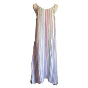 C&C California 100% Linen Tank Beach Maxi Dress White & Pastel Size Small